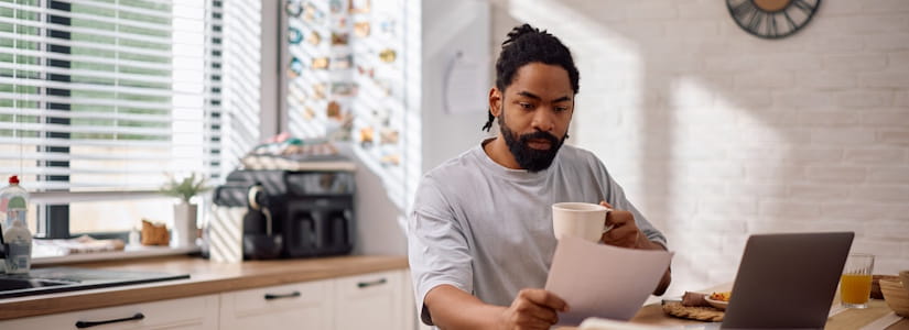 Man looking at credit score
