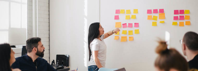 Teacher at white board