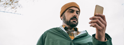 man looking at finances