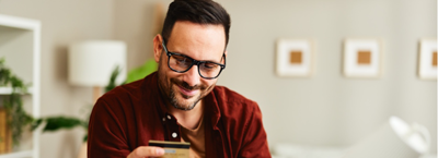 Person looking at a good credit score